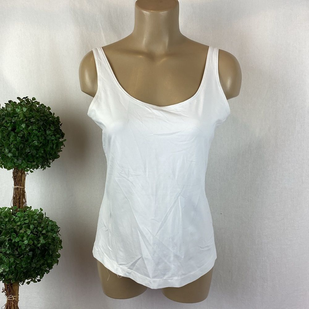Chico’s White Sleeveless Microfiber Adjustable Strap Tank Top 1 M